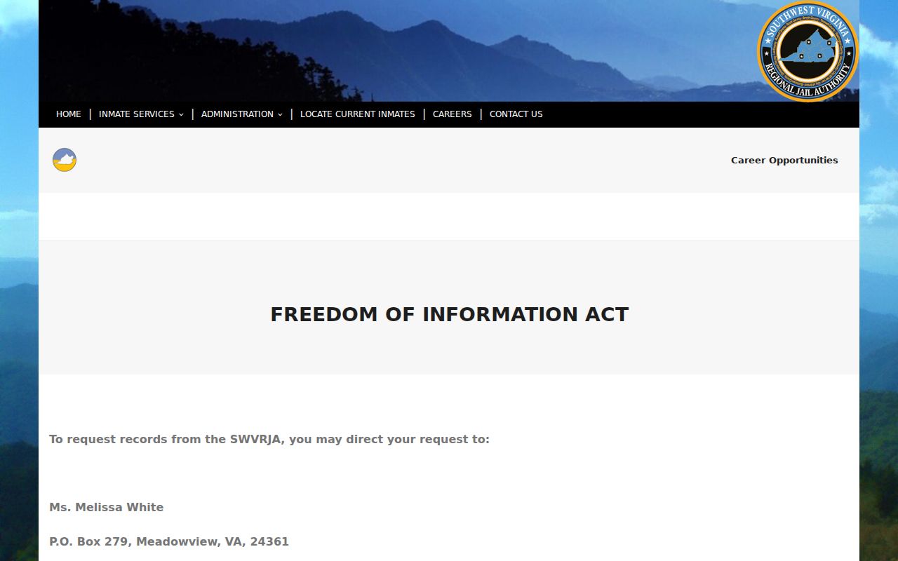 Scott County booking record request through SWVRJA FOIA