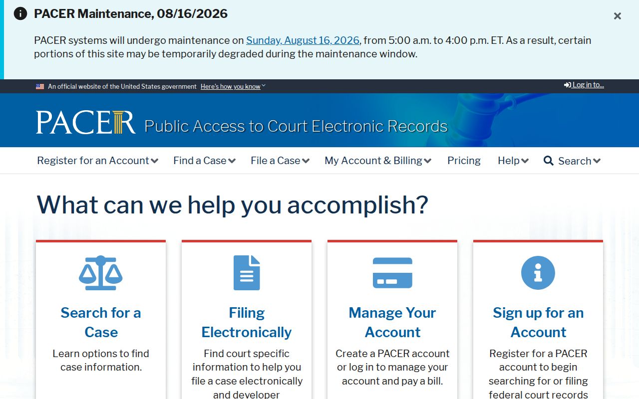 Federal court case lookup for matters beyond Scott County courts